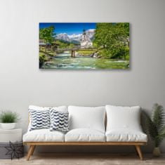 tulup.si Slika na platnu Cerkev bridge lake nature 100x50 cm