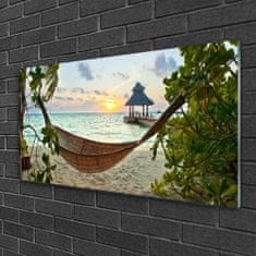 tulup.si Slika na akrilnem steklu Viseča mreža beach sea landscape 120x60 cm 2 obešalnika