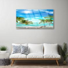 tulup.si Slika na akrilnem steklu Tropical palme hammock beach 100x50 cm 2 obešalnika