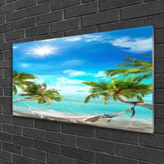 tulup.si Slika na akrilnem steklu Tropical palme hammock beach 100x50 cm 2 obešalnika