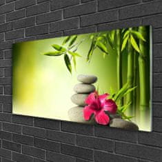 tulup.si Slika na akrilnem steklu Flower bamboo zen kamni 100x50 cm 4 obešalnika