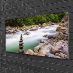 tulup.si Slika na akrilnem steklu Forest river stream gore 100x50 cm 2 obešalnika