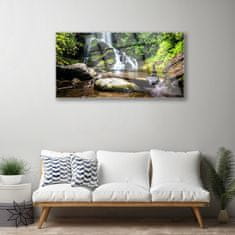 tulup.si Slika na akrilnem steklu Forest stream slap narava 100x50 cm 2 obešalnika