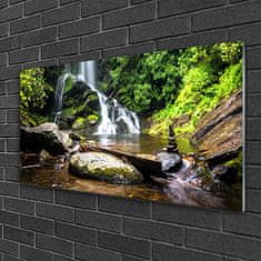 tulup.si Slika na akrilnem steklu Forest stream slap narava 100x50 cm 2 obešalnika