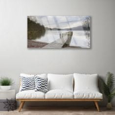 tulup.si Slika na akrilnem steklu Arhitektura bridge lake 120x60 cm 2 obešalnika