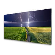 tulup.si Slika na akrilnem steklu Lightning field landscape 100x50 cm 2 obešalnika