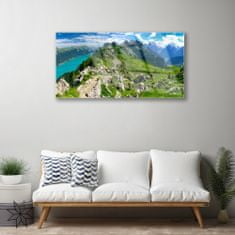 tulup.si Slika na akrilnem steklu Travnik mountain nature landscape 100x50 cm 2 obešalnika