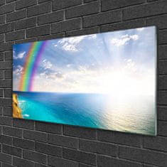 tulup.si Slika na akrilnem steklu Rainbow morje krajina nas 120x60 cm 4 obešalnika