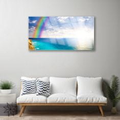 tulup.si Slika na akrilnem steklu Rainbow morje krajina nas 120x60 cm 4 obešalnika