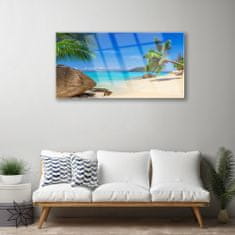 tulup.si Slika na steklu Plaža morje landscape 100x50 cm 4 obešalnika