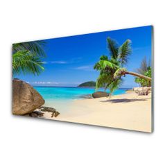 tulup.si Slika na steklu Plaža morje landscape 100x50 cm 4 obešalnika