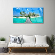 tulup.si Slika na akrilnem steklu Tropical palm beach 100x50 cm 4 obešalnika