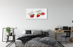 tulup.si Slika na steklu Water strawberry belo ozadje 100x50 cm 4 obešalnika