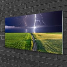 tulup.si Slika na akrilnem steklu Lightning field landscape 100x50 cm 2 obešalnika