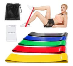Netscroll 5x elastični trakovi za vadbo, elastični traki za vadbo različnih težavnostnih stopenj, elastike za vadbo so primerne za fitnes, jogo, pilates, utrjevanje celotnega telesa, SportStar