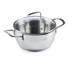 Rosmarino Pour&Cook lonec, s steklenim pokrovom, jeklen, 2 l, 20 cm