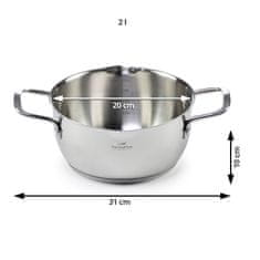 Rosmarino Pour&Cook lonec, s steklenim pokrovom, jeklen, 2 l, 20 cm