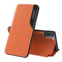 slomart eco leather view case elegantna knjižna torbica s stojalom za samsung galaxy s21+ 5g (s21 plus 5g) oranžna