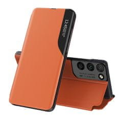 slomart eco leather view case elegantna knjižna torbica s stojalom za samsung galaxy s21 ultra 5g oranžna