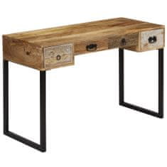 Vidaxl Pisalna miza iz mangovega lesa in pravega usnja 117x50x76 cm