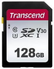 Transcend SDXC pomnilniška kartica 300S, 128 GB, 95/45 MB/s, C10, UHS-I U3, V30 - odprta embalaža
