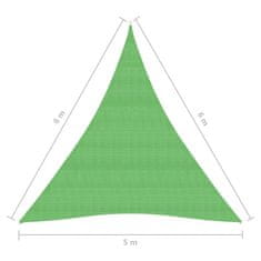 Vidaxl Senčno jadro 160 g/m2 svetlo zeleno 5x6x6 m HDPE