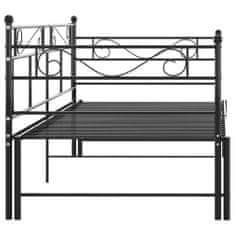 Vidaxl Izvlečni posteljni okvir črn iz kovine 90x200 cm