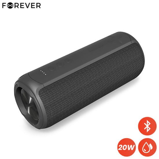 Forever TOOB 20 Bluetooth zvočnik, BS-900, 20W, TWS, IPX7, črn