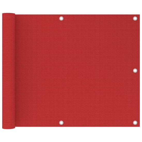 Vidaxl Balkonsko platno rdeče 75x600 cm HDPE