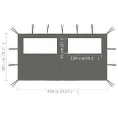 Vidaxl 3070423 Gazebo Sidewall with Windows 4x2 m Anthracite (315312)