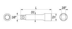 YATO  Podaljšek 3/8" razširitev 76 mm