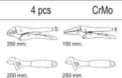 YATO  Vložek za vtičnico - 2x nastavljiv ključ 200/250mm, 2x samozaporne klešče 250/125mm