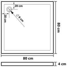 Vidaxl Kvadratna ABS tuš kad črna 80x80 cm