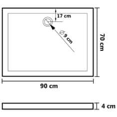 Vidaxl Pravokotna ABS tuš kad 70x90 cm