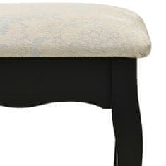 Vidaxl Mizica za ličenje s stolčkom črna 50x59x136 cm les pavlovnije