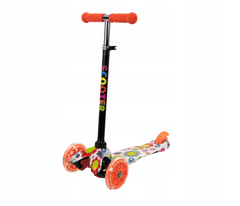 Tri kolesni skiro MINI SCOOTER z lučkami v kolesih, FLOWERS H-048-FL