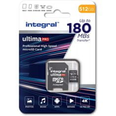 Integral Professional High Speed spominska kartica 512 GB, 180 MB/s, V30, UHS-I, U3 + SD adapter