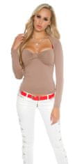 Amiatex Ženska bluza 72606, cappucino, M/L