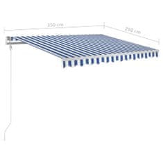 Vidaxl Prostostoječa ročna zložljiva tenda 350x250 cm modra/bela