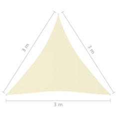 Vidaxl Senčno jadro oksford blago trikotno 3x3x3 m krem