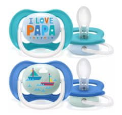 Philips Avent SCF080/03 Ultra Air tolažilna duda, 2 kosa, silikonska, 6-18 mesecev, papa/čoln