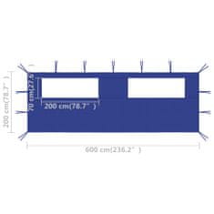 Vidaxl 3070414 Gazebo Sidewall with Windows 6x2 m Blue (315303)