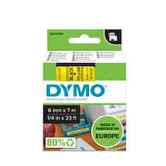 Dymo D1, 6mm/7m, trak za tiskanje nalepk, črno-rumen (43618)