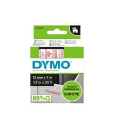 Dymo D1 45012 trak, 12mm x 7m, prozorna/rdeča