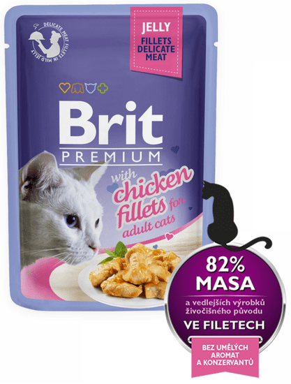 Brit Premium fileji piščanca v želeju, za mačke, 85 g, 24 kos