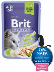 Brit Premium fileji postrvi v želeju, za mačke, 85 g, 24 kos