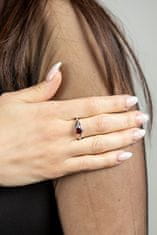 MOISS Eleganten srebrn prstan z rdečim granatom RG000 (Obseg 60 mm)