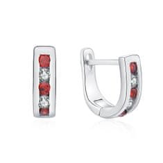 MOISS Elegantni srebrni uhani z prozornimi in rdečimi cirkoni E0000177
