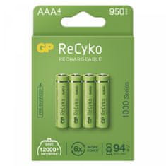 GP ReCyko polnilne baterije, 1000mAh, HR03, AAA, 4 kos