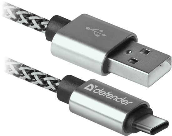 Defender Kabel USB09-03T PRO USB2.0 Sivi, USB AM-Type-C, 1m, 2.1A